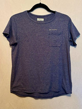 Columbia Omni-Shade UV Protection Girls XL Blue Crew Neck Pocket Logo Tee