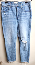 Madewell The Perfect Vintage Jean Light Denim Distressed Jeans Fray Hem Size 29T