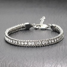 Unique Stainless Steel Bracelet Men Handmade Luxury Zirconia Tennis Chain Link B