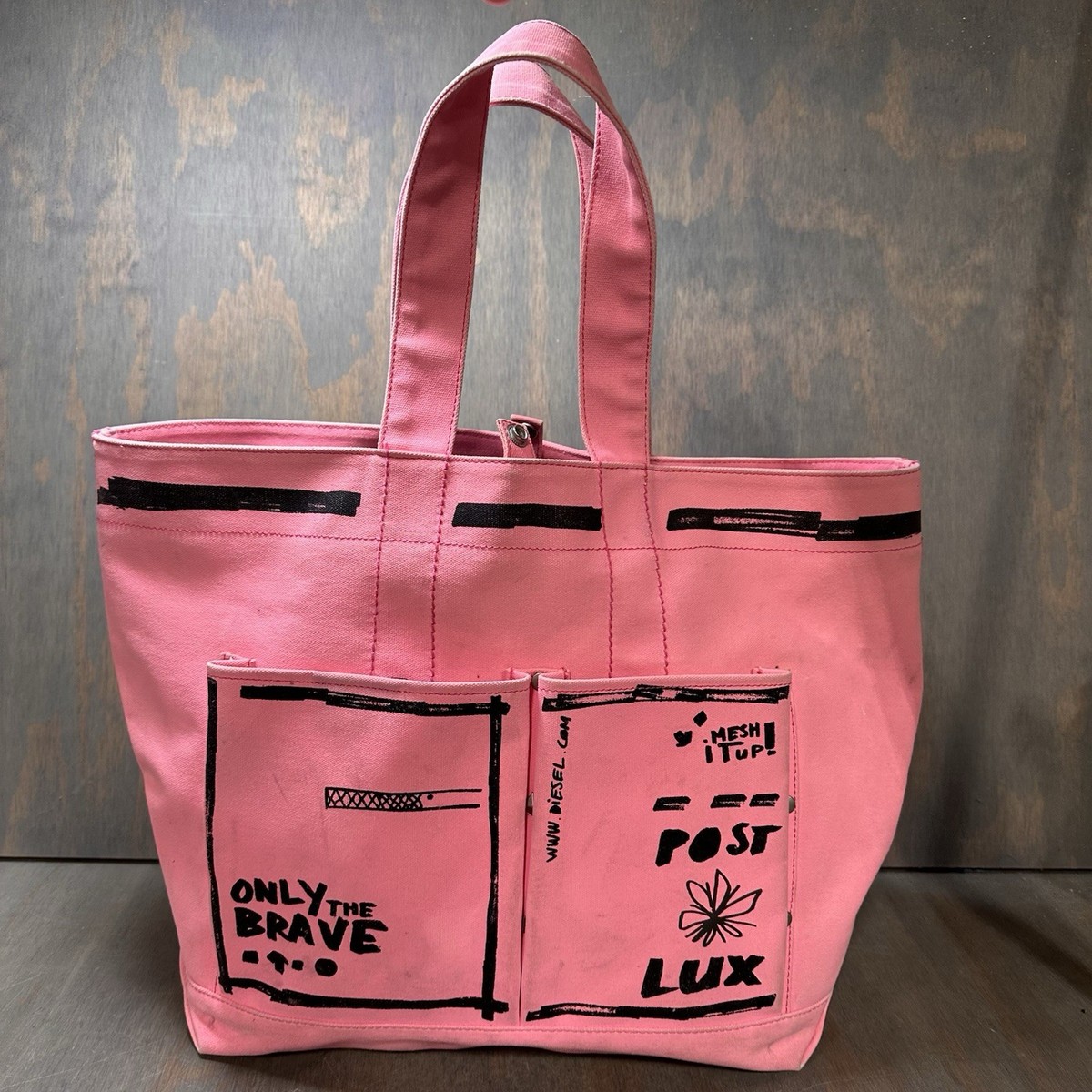 Diesel Pink Pop Art Post Lux Only The Brave Large Shoulder Tote