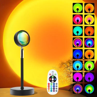 Sunset Lamp Projector, Rainbow Projection Led Lights with Remote, 16 Colors M...