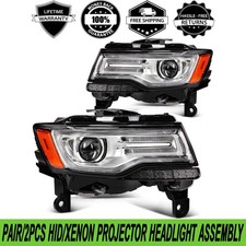 Pair Chrome Hid Projector Headlights W Leddrl For 2014-2016 Jeep Grand Cherokee Pair Chrome Hid Projector Headlights W Leddrl For 2014-2016 Jeep Grand Cherokee
