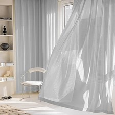 2 Panels Set Sheer Curtains 108 inch Length Light Gray 52" W x 108" L