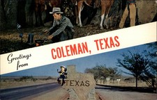 Greetings From Coleman Texas vintage postcard m525