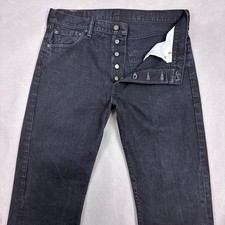 Levis 501 Jeans Mens 36x34 Black Denim Pants Button Fly Dark Straight Work Chore
