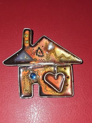 Home is Where the Heart is Colorful Acrylic Brooch By Yossi Steinberg