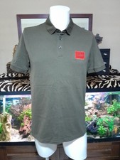 Hugo Bos Polo T-Shirt Size Medium Green With Red VGC 