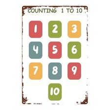 Counting To 10 Metal Sign Educational Kids Wall Decor for Classroom Nursery Gift