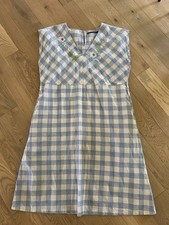GUDRUN SJODEN sz M Embroidered Organic Cotton Gingham Check Midi Dress