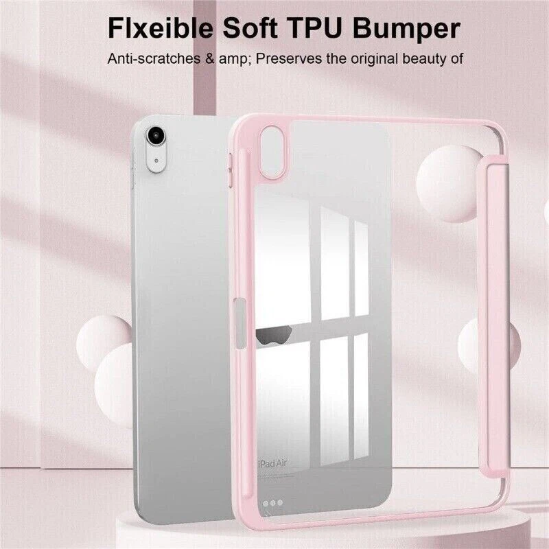 For iPad 7 8 9 10 11th Air Mini Pro 11 Shockproof Smart Case Clear Back Cover - Image 4 of 4