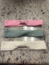 Lot of 3 crochet Headbands- Sage Green, Cream, Pink Spring Easter