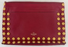Vintage VALENTINO Limited Edition Gold Rockstud Red Fold Clutch Envelope Bag