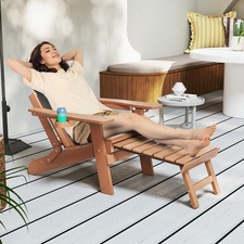 Folding Adirondack Chair Fire Pit Chair with Adjustable Backrest Brown