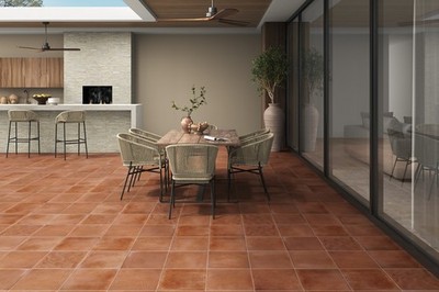 Bodenfliesen gebürstet Betonoptik Terrakotta-Optik stark rutschfest 33x33 30m²