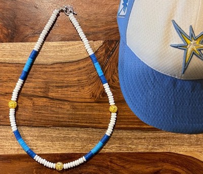 19 1/2'' TAMPA BAY RAYS INSPIRED NECKLACE - LUCKY FOXMAN BEADS, MOJO JEWELRY