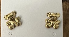 Tiny Gold Tone Teddy Bear Stud Post Back Earrings