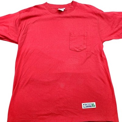 Discus Athletic Shirt Mens XL Red Pocket Logo Tee Cotton Jersey Knit Crew Neck