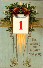 New Years Day - Great Vintage Greeting Postcard d/13 AX3916