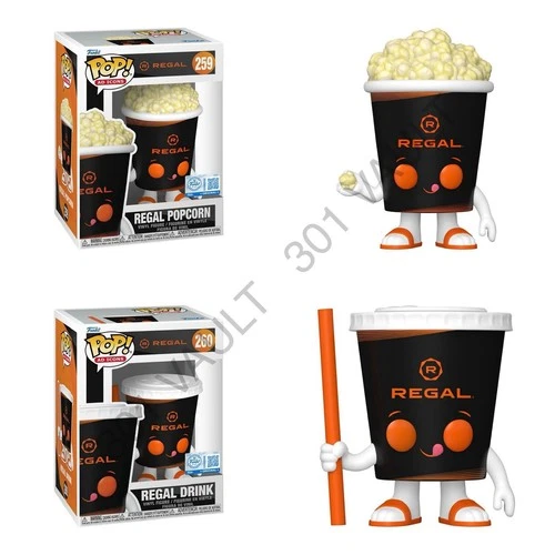 Regal Theatres Exclusive Popcorn & Drink Cup Funko Pop! Figure Set + Protectors