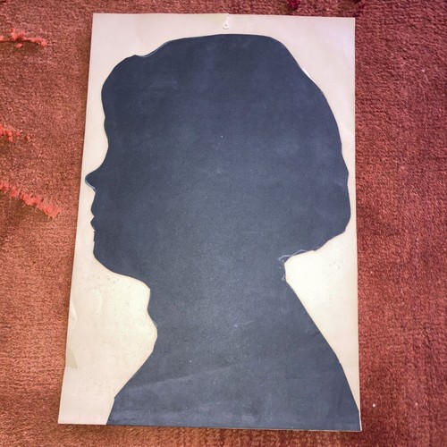 Antique Large Cut Out Silhouette Girl Women Portrait 1800s 18”x12”