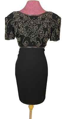 Vintage Stenay Petite Womens Evening Dress Black Beaded Size 14 | eBay