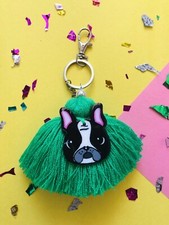 Handmade French Bulldog Breed Puppy Wood Keychain Ring Made In Mexico Free Ship