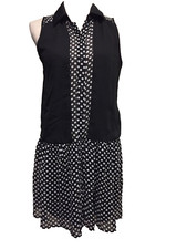 YO Los Angeles Polka Dot Dress, Medium, Collared, buttons