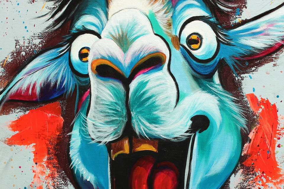 NOVAARTE Acryl Bild Gemälde Lama Abstrakte Malerei Moderne Kunst Tiere