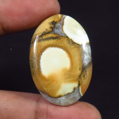 Natürlicher Gelber Cobra Jasper Cabochon Glatt Oval 35x24x5 mm CJ-49 Einzelstück