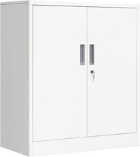 Metal Storage Cabinet, Locking Storage Cabinet with Doors and Adjustable Shelves