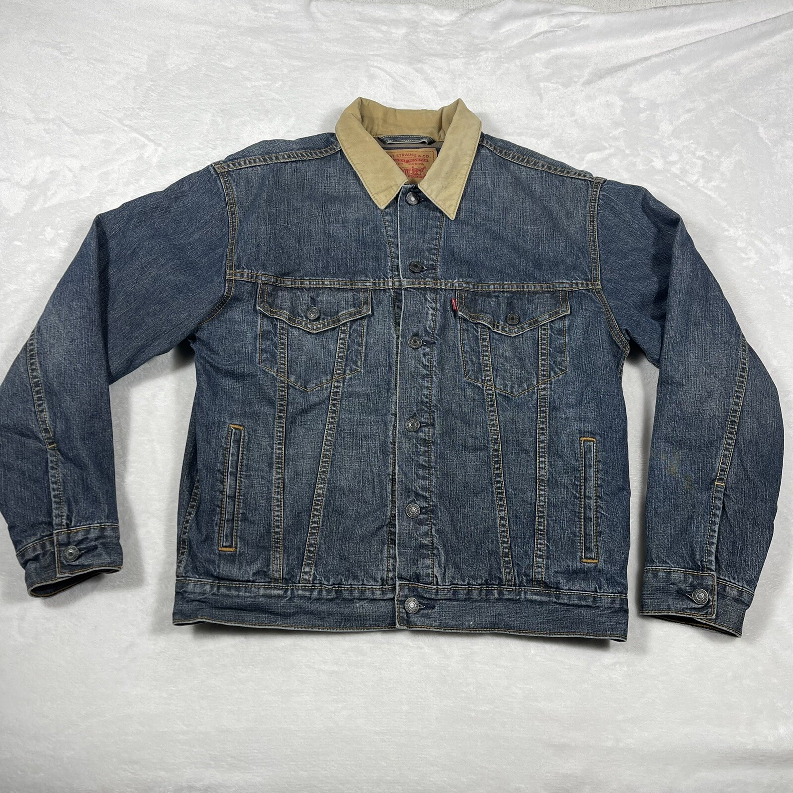 Levi’s Jacket Vintage 2000s Y2K 70518 Levis Denim Trucker Lined Mens Size M