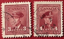 Canada 1942-43 3 & 4 cents King George VI in Uniform Sc-251-254 Used - US Seller