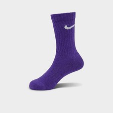 2 PAIR NIKE EVERYDAY PLUS Performance Cushion Crew Socks PURPLE YOUTH SIZE 3Y-5Y