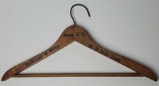 VTG WOOD ADVERTISING COAT HANGER - McManus  Riley 49-51 STATE STREET ALBANY NY