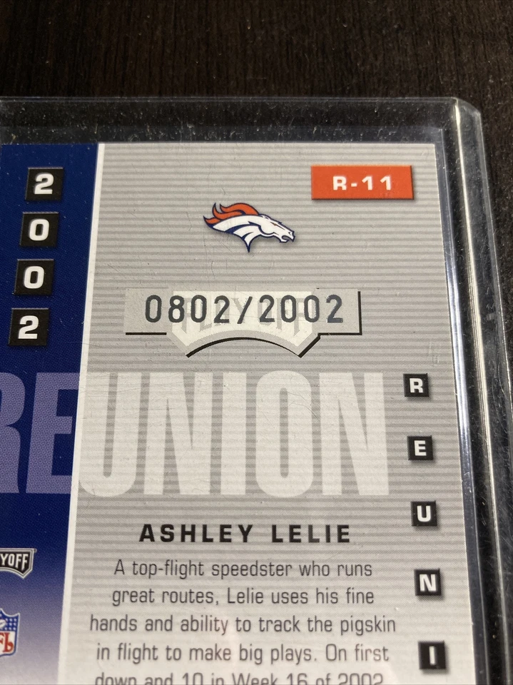 Ashley Lelie PLAYOFF PRESTIGE REUNION LIMITED CARD 802/2002 NFL 2003 T5-194 - Image 3 of 3