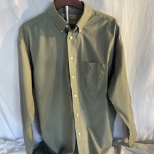 Roundtree Yorke Gold Label Shirt Mens M/L Green Button Up Long Sleeve Cotton