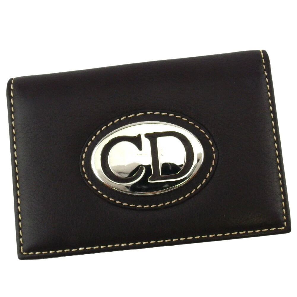 Étui carte DIOR plaque CD cuir authentique d'occasion T19427