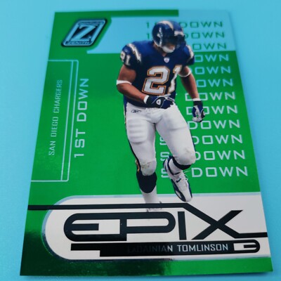 2005 Donruss Zenith #E-19 LaDainian Tomlinson EPIX GREEN SHORT PRINT 018/150