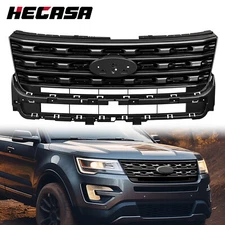 For Ford Explorer 2016 2017 Front Bumper Upper Grille Glossy Black Painted