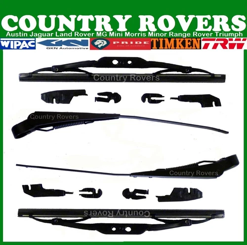 LAND ROVER SERIES 3 WINDSCREEN WIPER ARM & BLADES - NEW SET 10" BLADES & ARMS