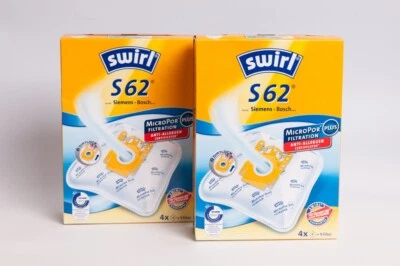 2 Pakete Swirl Staubsaugerbeutel S62 / S 62 MicroPor für Siemens Bosch D E F
