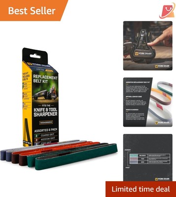 Durable 6-Pack Replacement Belts - P80, P220 & 6000 for Optimal Sharpening