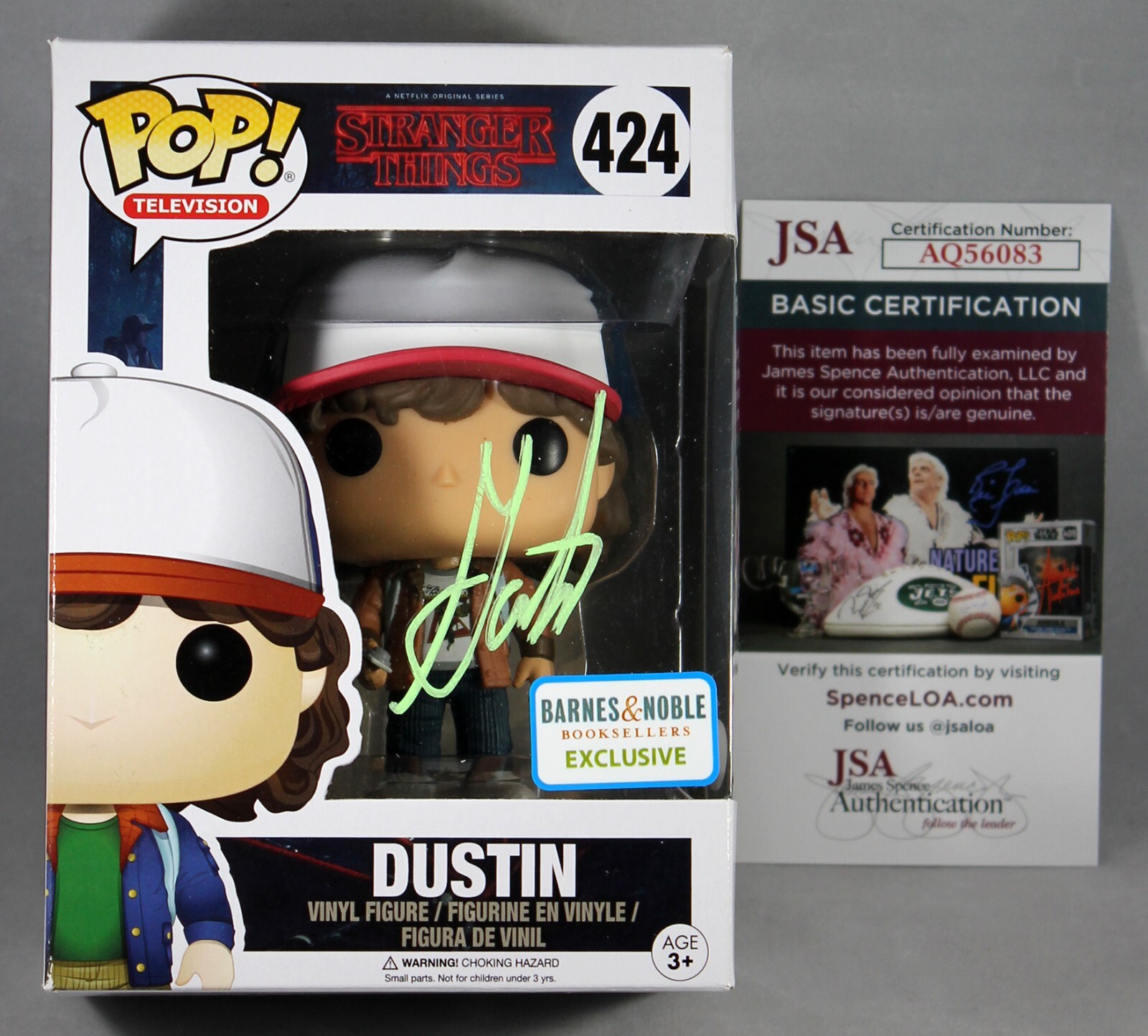 Gaten Matarazzo Autographed Signed Dustin Stranger Things Funko Pop Barnes Noble Figure JSA 