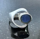 Vintage Modernist Sterling Silver 925 Ring Blue Cabochon Size 9