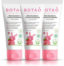 BOTAO Fluoride Free Baby Toothpaste Natural Toddler Toothpaste Strawberry Fl