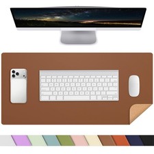 Leather Desk Mat, Brown, 23.6" x 13.8", Desk Pad Protector