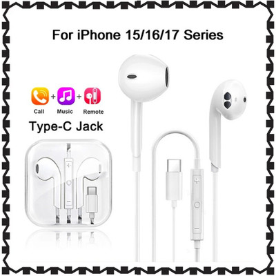 Original Apple EarPods with USB-C Type-C white for iPhone 15 16 17 series FONKEN