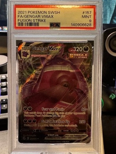 2021 POKEMON SWORD & SHIELD FUSION STRIKE #157 FULL ART/GENGAR VMAX PSA 9