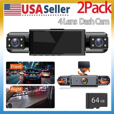 2Pack 4-Channel HD Dash Cam for Car Night Vision Adjustable Lens Driving Record