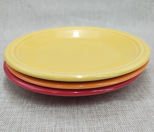 Fiesta 7 ¼” Salad Plate Sunflower Scarlet Tangerine Set of 3 LN Free Shipping